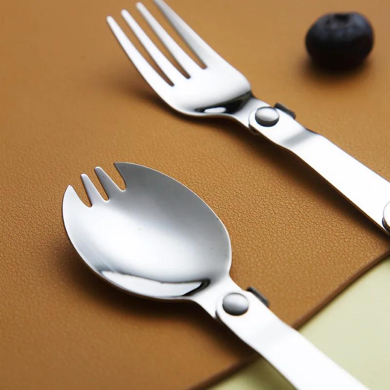 Łyżka lutownicza ze stali nierdzewnej 304 Kreatywna zastawa stołowa Outdoor Portable Three-Fold Spoon Fork Travel Folding Spoon Storage Box
