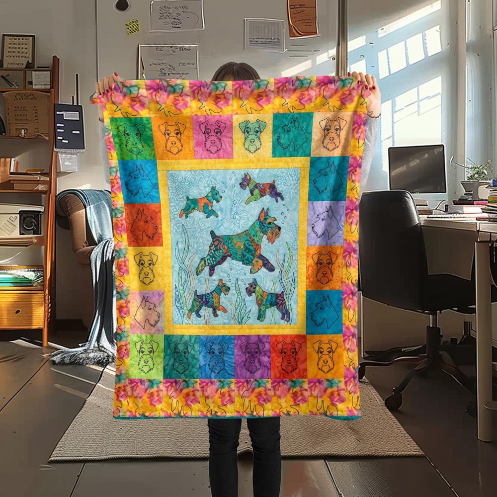 1Pc Colorful Dog Puzzle Print Flannel Blanket High Quality Warm Comfortable Cover for All Seasons Perfect for Gifts Home Decor