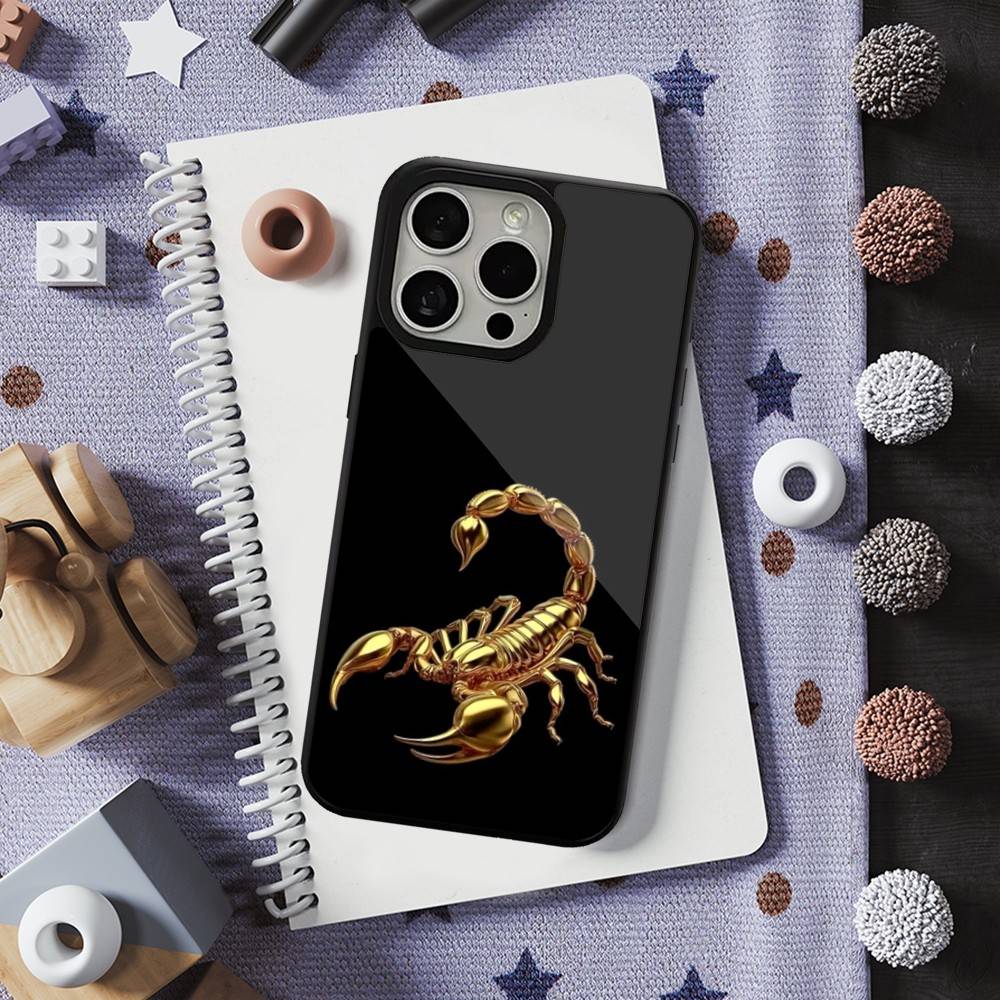 Cool Art Animal Scorpion For iPhone 16,14,13,15,11,12,17,Plus,Mini, Pro,For Magsafe,Max,Magnetic Wireless Charging Case