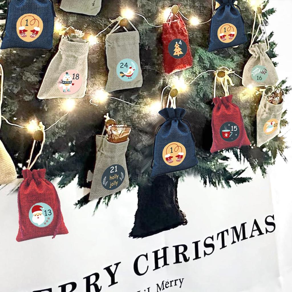 iikuru Advent Calendar Kit Christmas Small Small Advent Christmas Tapestry Set, Tree, Bag, Decorations, Ornaments, Garland, (YA181)
