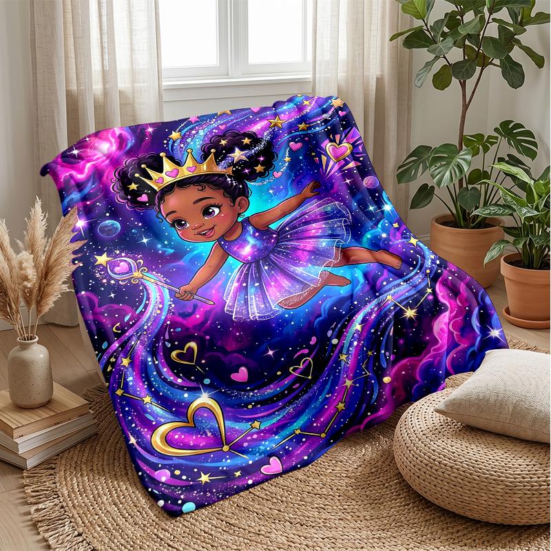 Magical Princess Sparkle Theme blanket Lightweight Warm Flannel Blanket Decorative Throw Blanket for Home Decoration