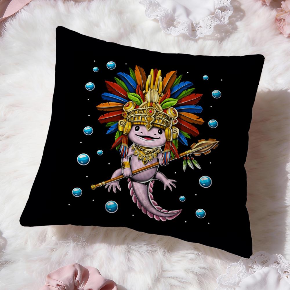 Cute Axolotl Cartoon Cushion Cover Premium Comfort Reversible Pillow Cove -Two In One Design for Any Room & Car Interior