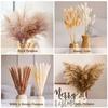 110Pcs Natural Dried Pampas Grass Bouquet Boho Home Decor Phragmites Dried Flowers Bouquet For Wedding Floral Arrangement