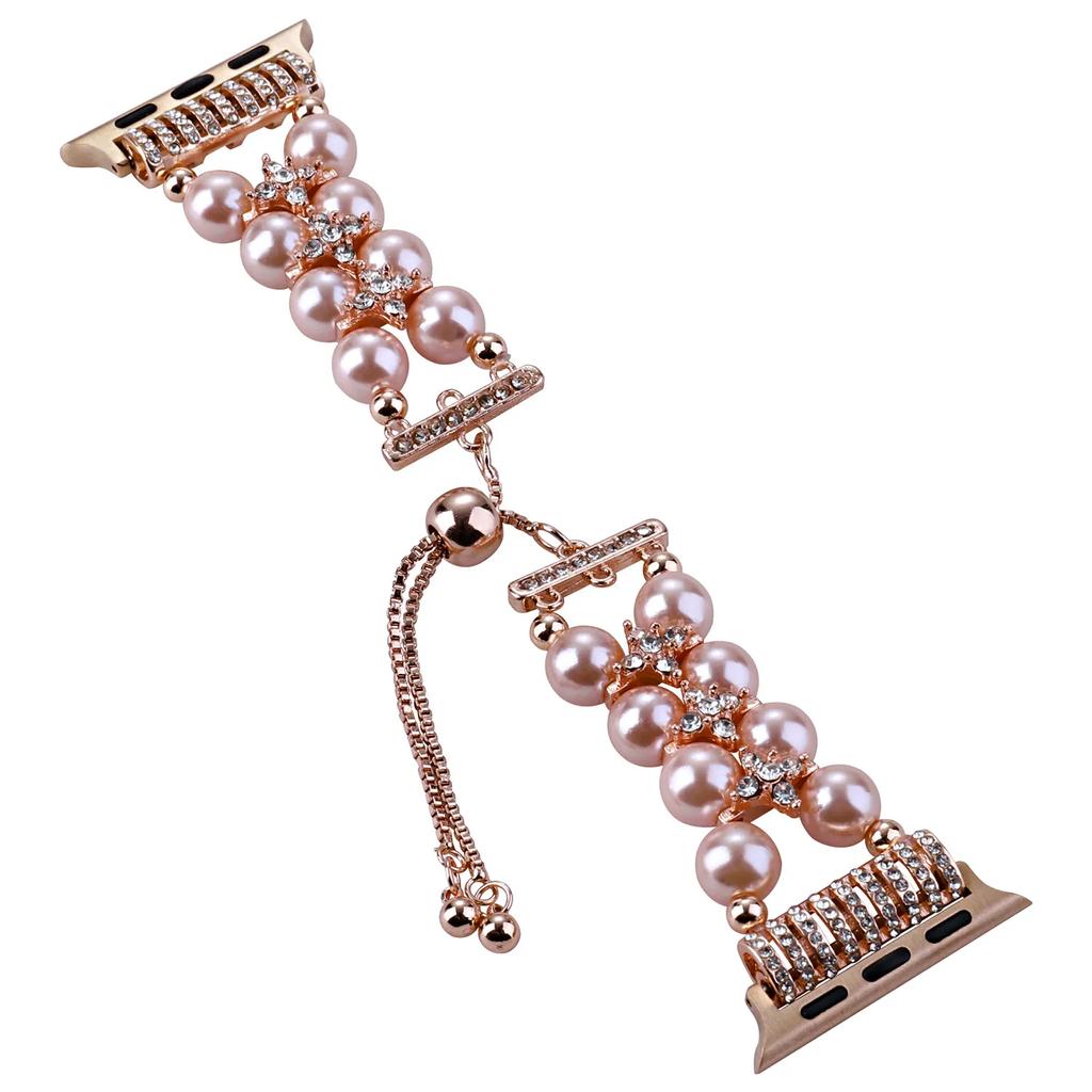 Watchband Pearl Strap For Apple Watch Band Ultra 49mm Agate Beaded Jewelry Bracelet For Iwatch Series 9 8 7 6 SE 5 4 3 44mm 40mm 45mm 41mm