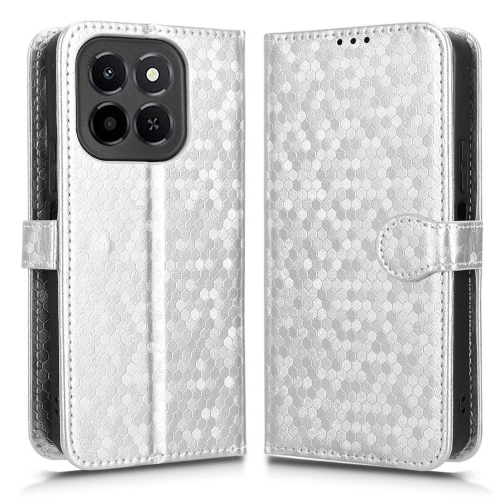 

Для Honor X6c 4G Чехол-кошелек Тиснение точками Искусственная кожа Чехол для телефона с ремешком на запястье Silver