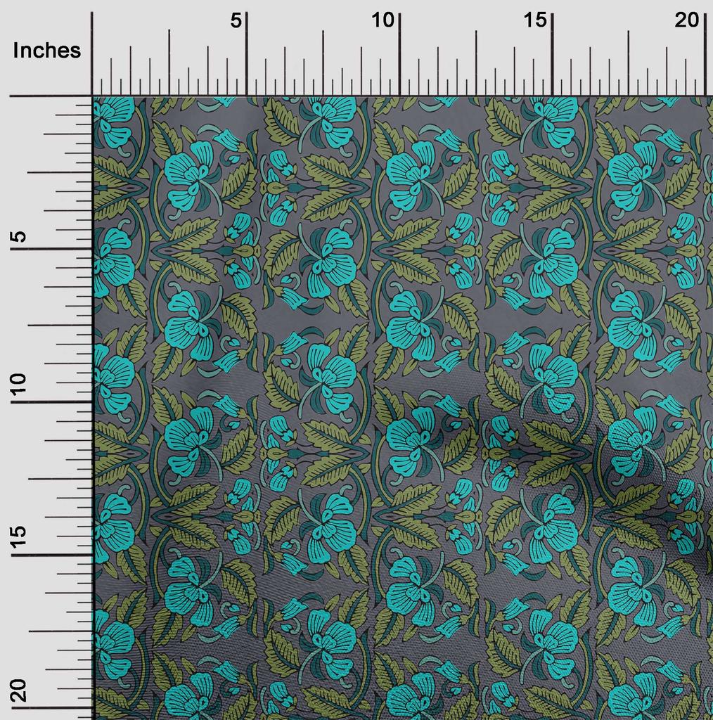 oneOone Bavlněná flexibilní tkanina s listy a květinovým blokem potištěná řemeslná tkanina BTY 40 palců