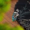 Vintage Enamel Peacock Rings for Women Retro Ethnic Blue/Green Feather Finger Ring Anti Silver Color Animal Jewelry Gift