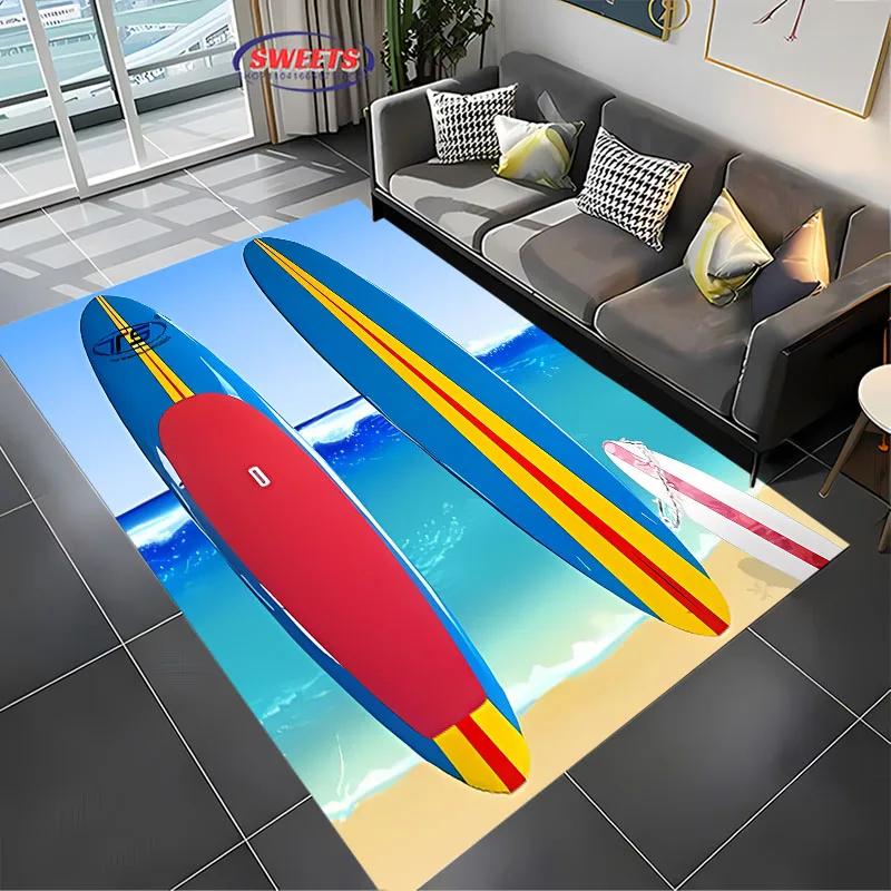 Fashion Sports Theme Carpet, Surfboard Rug for Home Living Room, Children's Bedroom Mat, Sofa Doormat  Floor Anti-slip Decor Rug