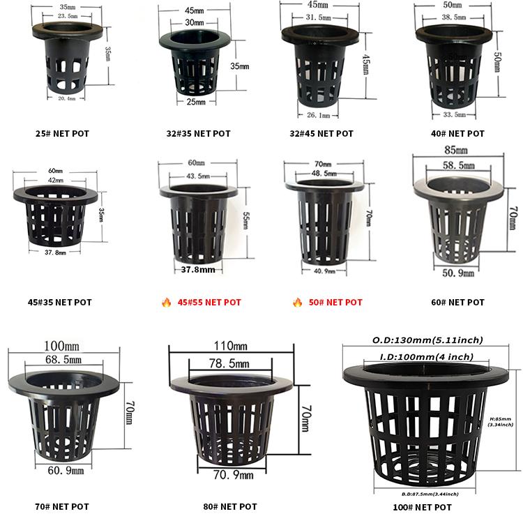 Plastic Net Pots Hydroponics Growing Systems Plant Nursery Pots for Gardening