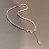 Vintage Elegant  Pearl Necklace for Women Tassel  Butterfly Pendant Alloy Choker Collarbone Chain Retro Summer Jewelry Gift
