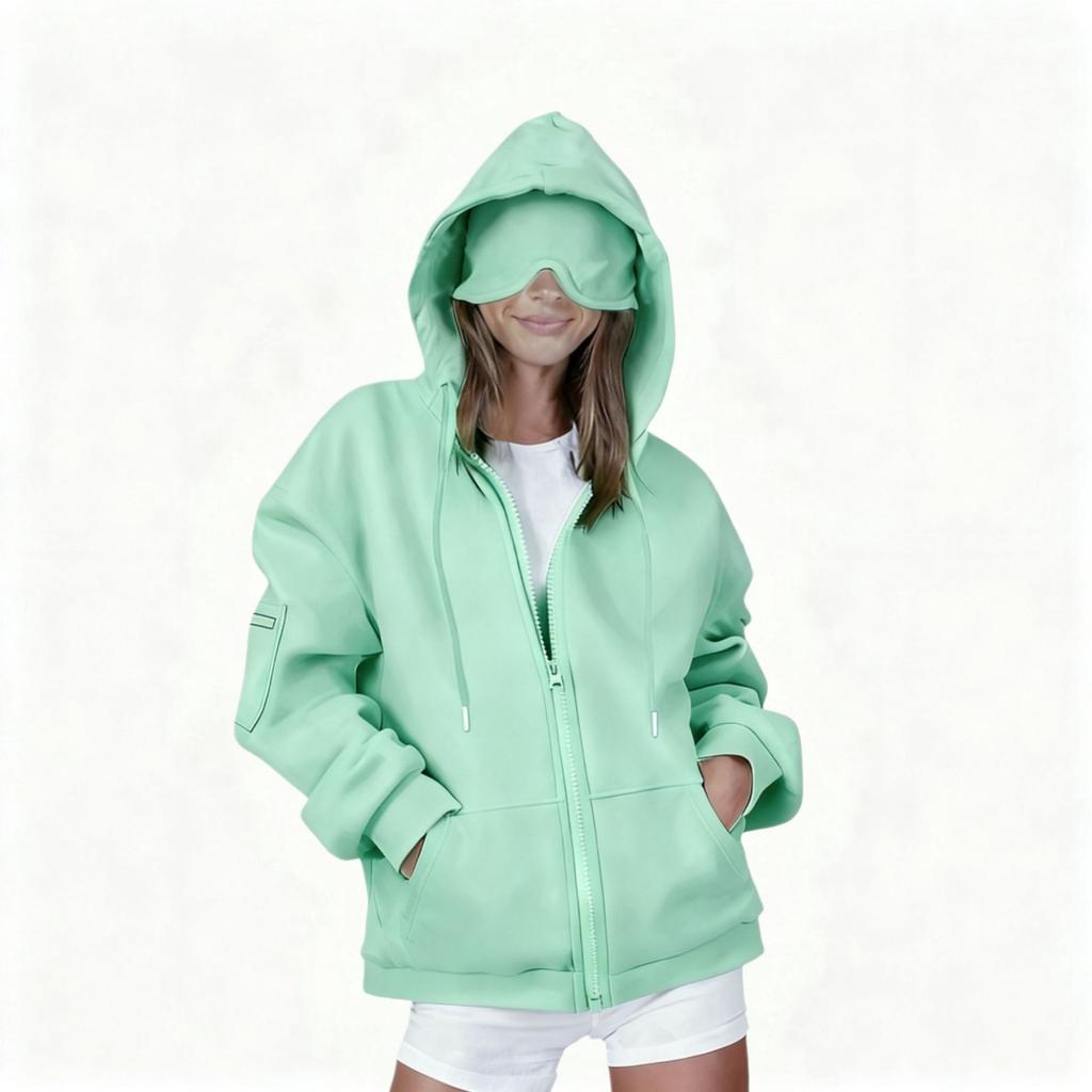 New Solid-color Loose Hooded Zipper Cardigan Hoodie for Autumn and Winter