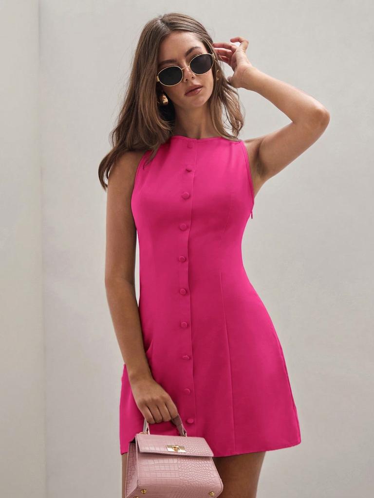 Summer Women's New Sleeveless Mid-Length Skirt Fashion Temperament Pleated Slim Fit Bodycon Dress