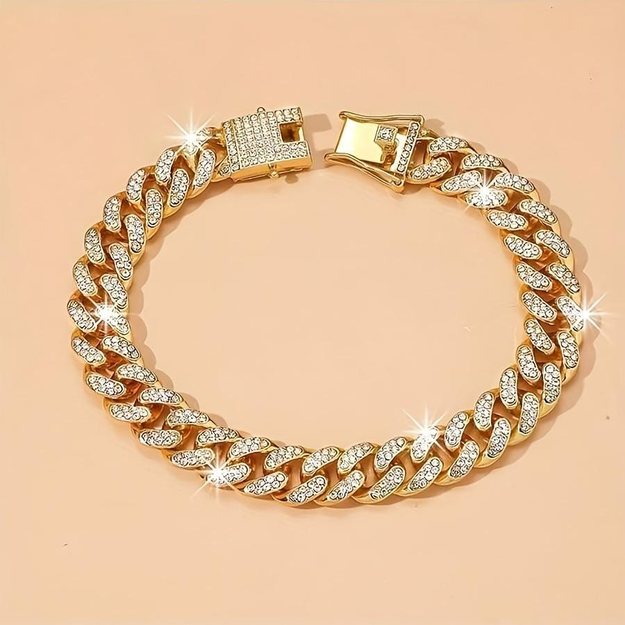 Fashion Fashion Accessories Luxury Full diamond Rhinestone Hip-hop Cuban Chain Anklet
