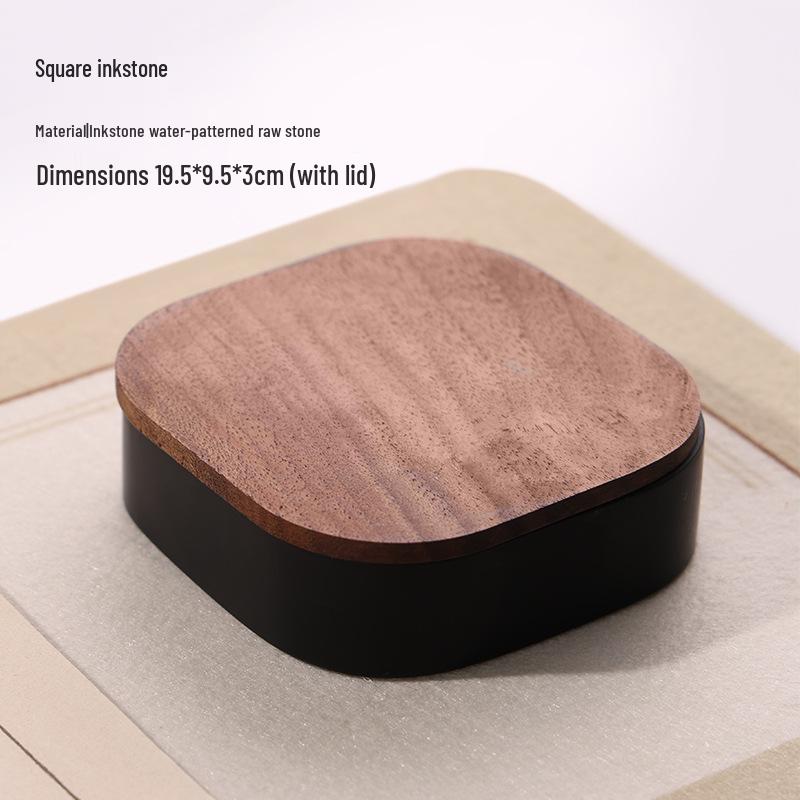

Square Dragon Tail Inkstone with Lid for Calligraphy and Painting Practice