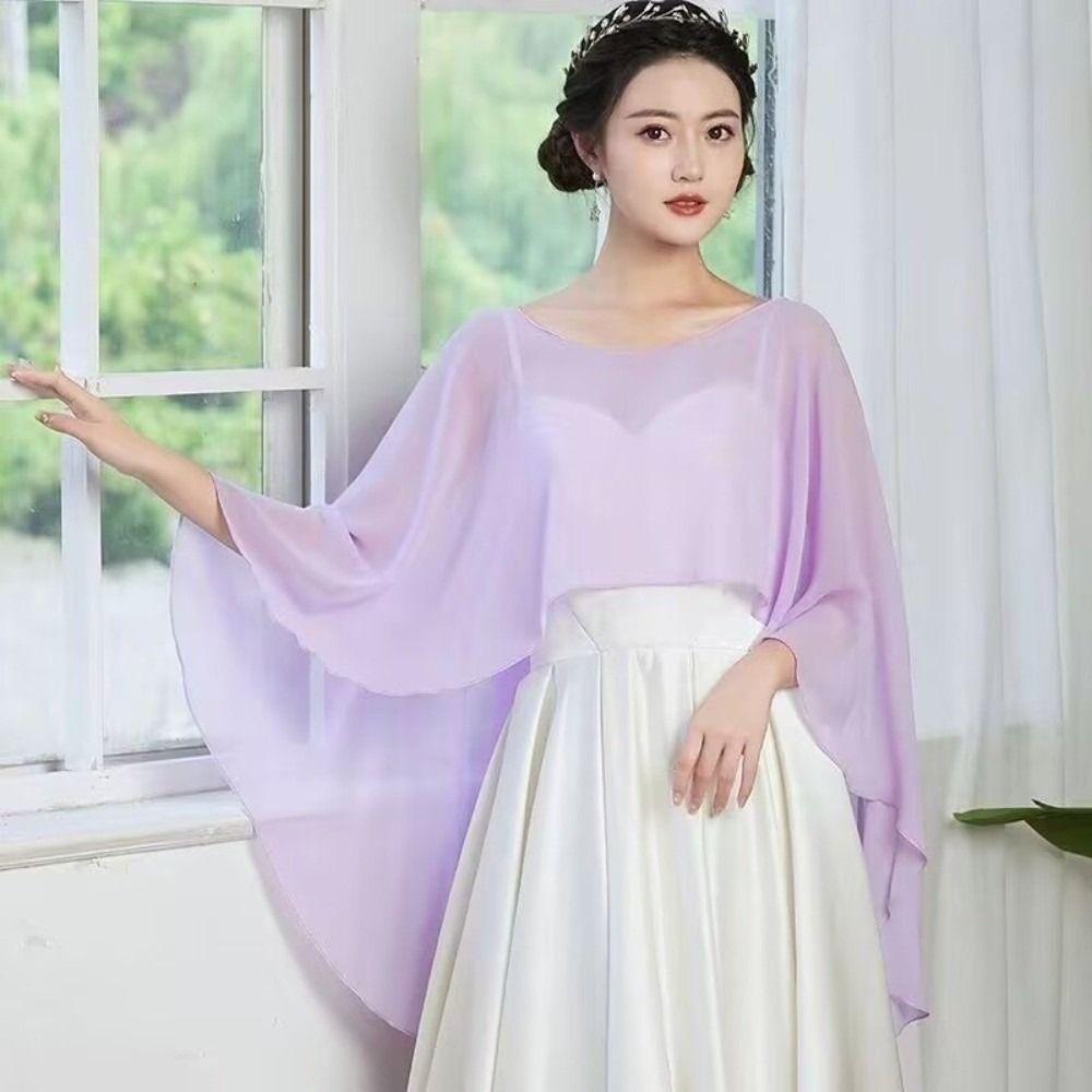 All Match Thin Wide Chiffon Shawl Sunscreen Wedding Scarves Shawl Women Pullover Wraps  for Women