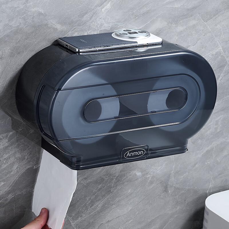 cmaos Waterproof Suction Cup Double Toilet Roll Holder