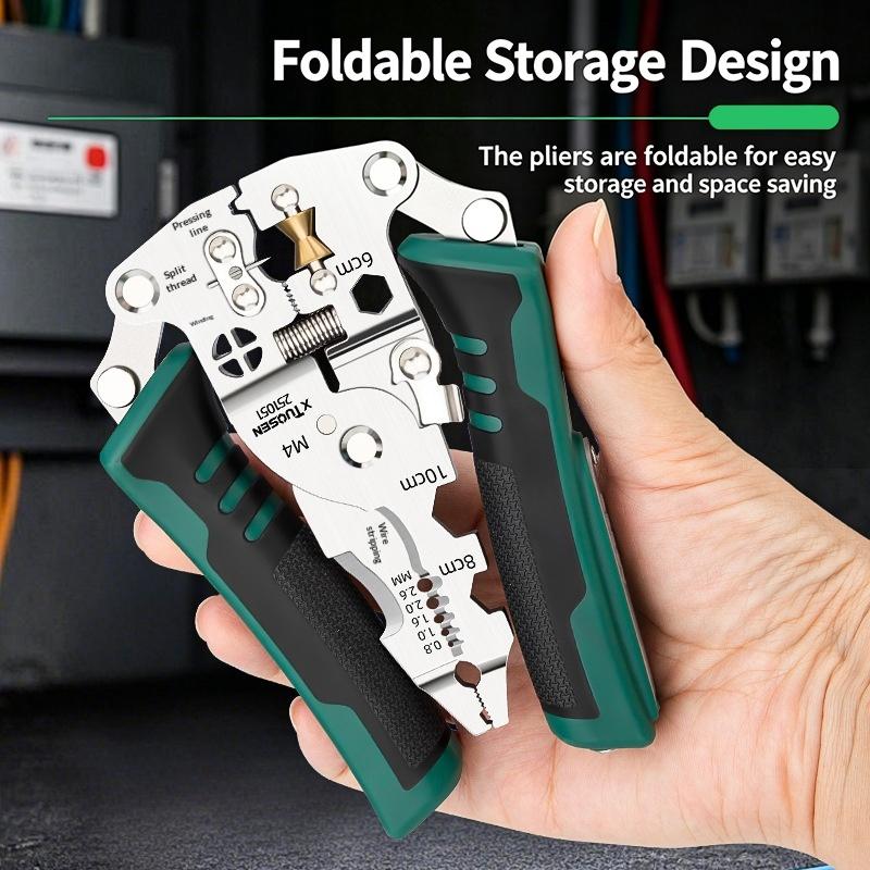 Foldable Wire Stripping Pliers Voltage Testing Cable Cutting Crimping Pliers Multifunctional Wire Stripper Electrician Pliers