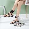 Rhinestone Serpentine Winding Sandals Female Flat Bottom One Word with Low Heel Explosion 2025 New Fairy Wind Roman Crystal Shoes