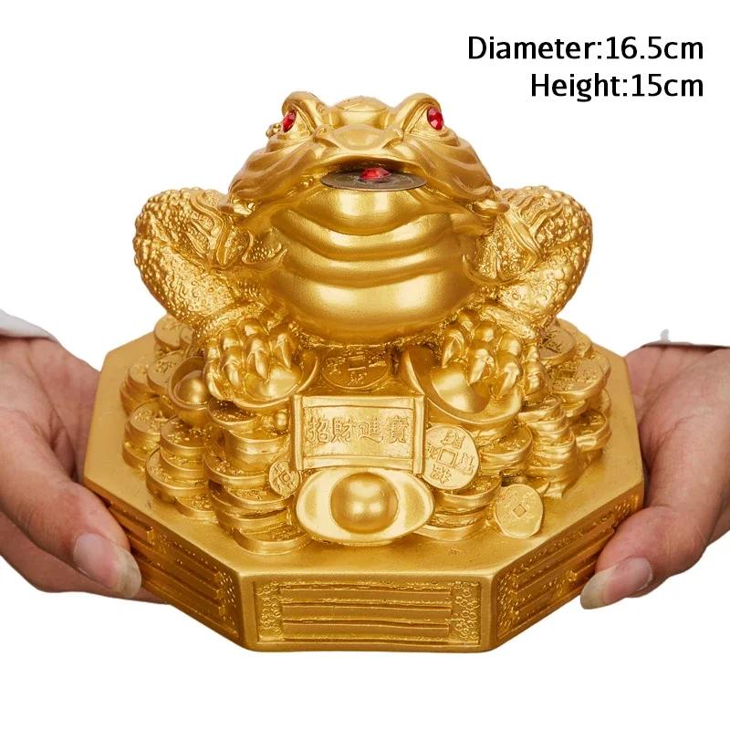 Chinese Style Feng Shui Golden Toad with Movable Coin In Mouth Wealth Fortune Ornament Richness Figurine Home Office Desk Decor