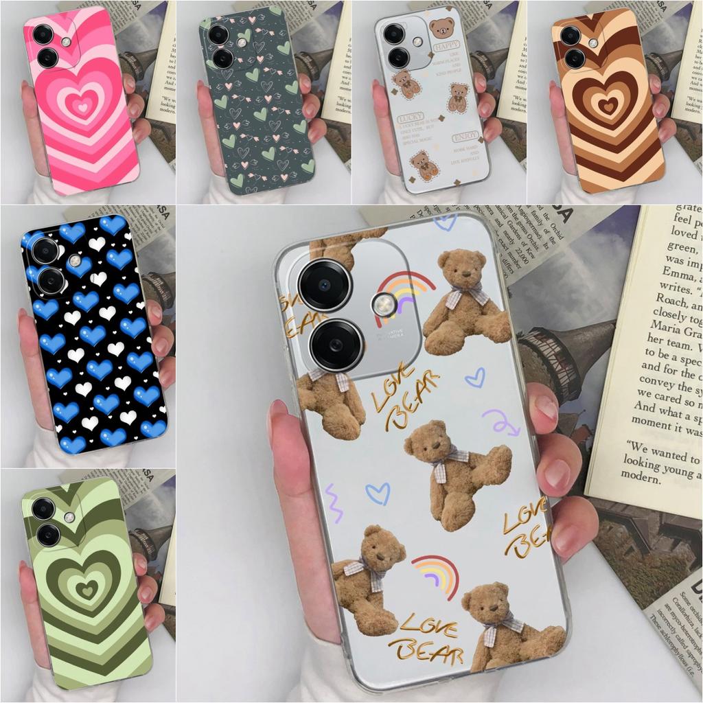 Husă din spate transparentă cu urs drăguț pentru Oppo A3x 4G 5G K12x Realme Narzo N63 13 Pro Plus Carcasă de protecție moale din silicon TPU pentru bara de protecție OPPO