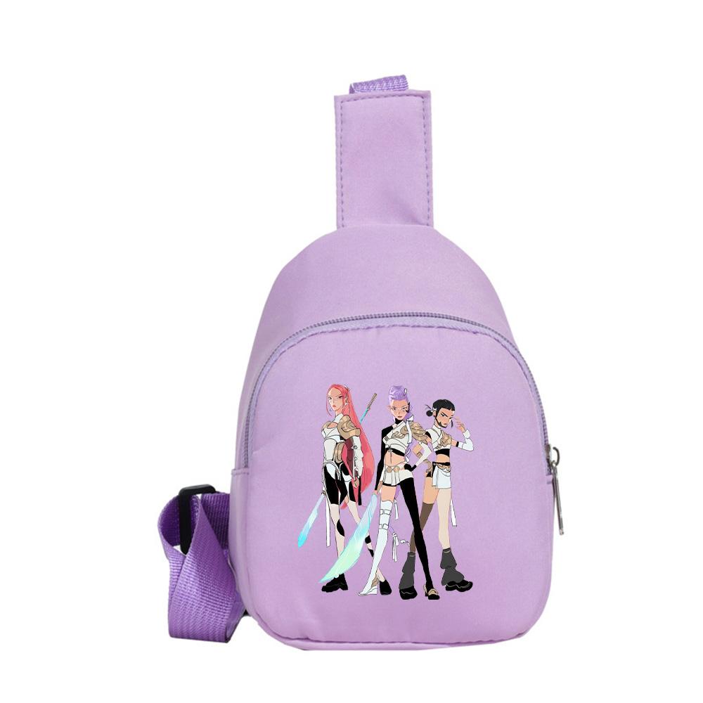 Borsello petto stampato Anime Cartoon K-Pop Demon Hunters Kawaii per Ragazzo Ragazza Borsa a spalla Studente Borsa a tracolla portatile Borsa petto di Natale Regalo per bambino
