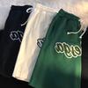 Men Casual Shorts Elastic Waist Adjustable Drawstring Straight Wide Leg Sport Shorts with Pockets Street Style Running Shorts