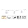 Fixed Battery Operated Garland 10 LEDs Decorative Stars Ø 45mm Cool White Light 1M