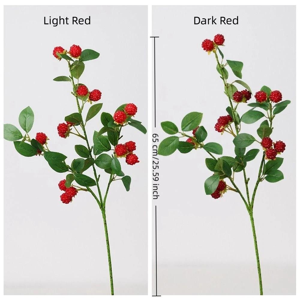 Realistic Artificial Raspberry Branch Plastic Decorative Fake Berry Branches Long Branches Simulation Flower Party Wedding