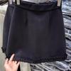Women's A-Line Wool Skirt with Wood Ear Trim - Slimming, Anti-Exposure, College Style for Autumn/Winter.
