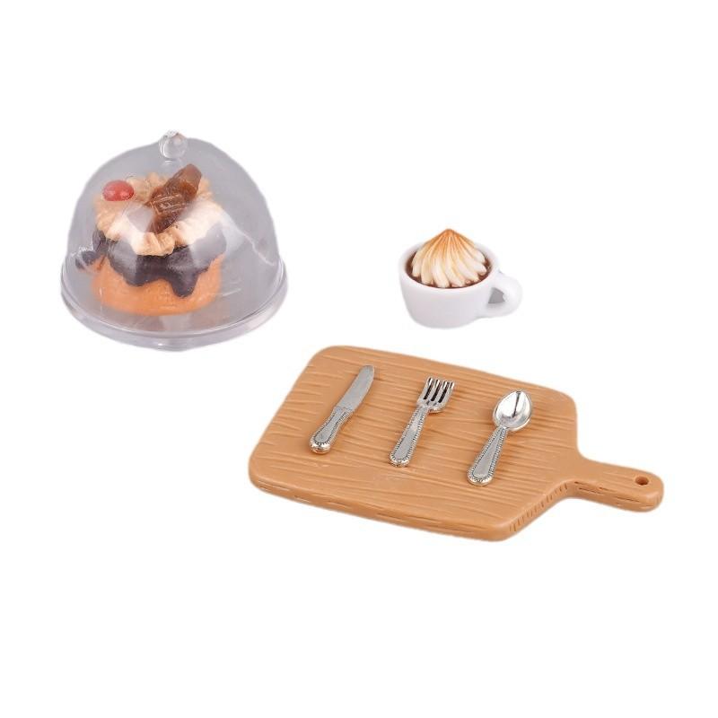 Puppenhaus Simulation Miniatur Essen Spieltablett Kaffee Kuchen Modell Zubehör Puppenhaus Spielzeug