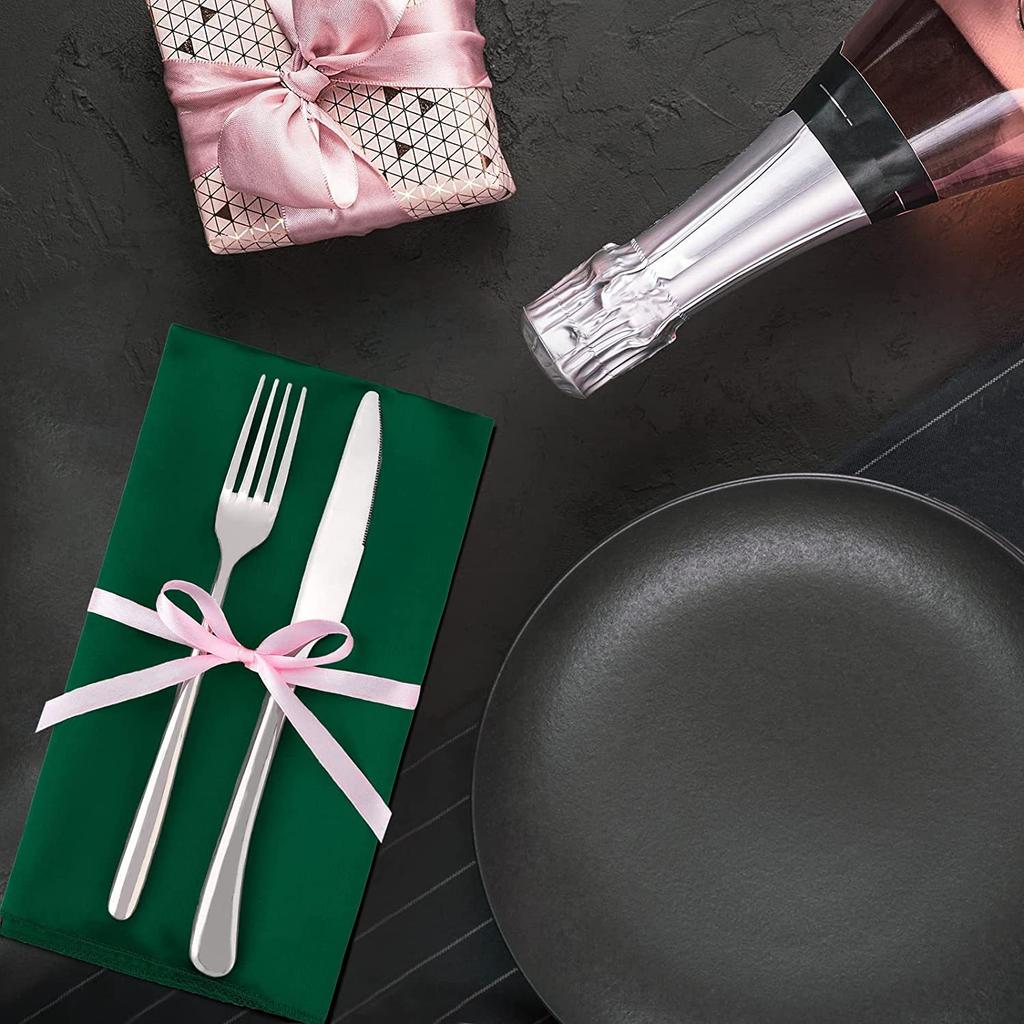 3PCS Satin Napkin Cup, Hotel Wedding Fabric with High-density Lock Edge Solid Color Napkins