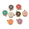 8pcs Gold Color Stainless Steel Enamel Heart Eye Sun Star Round Charm Pendants DIY Earrings Necklace Jewelry Making Supplies