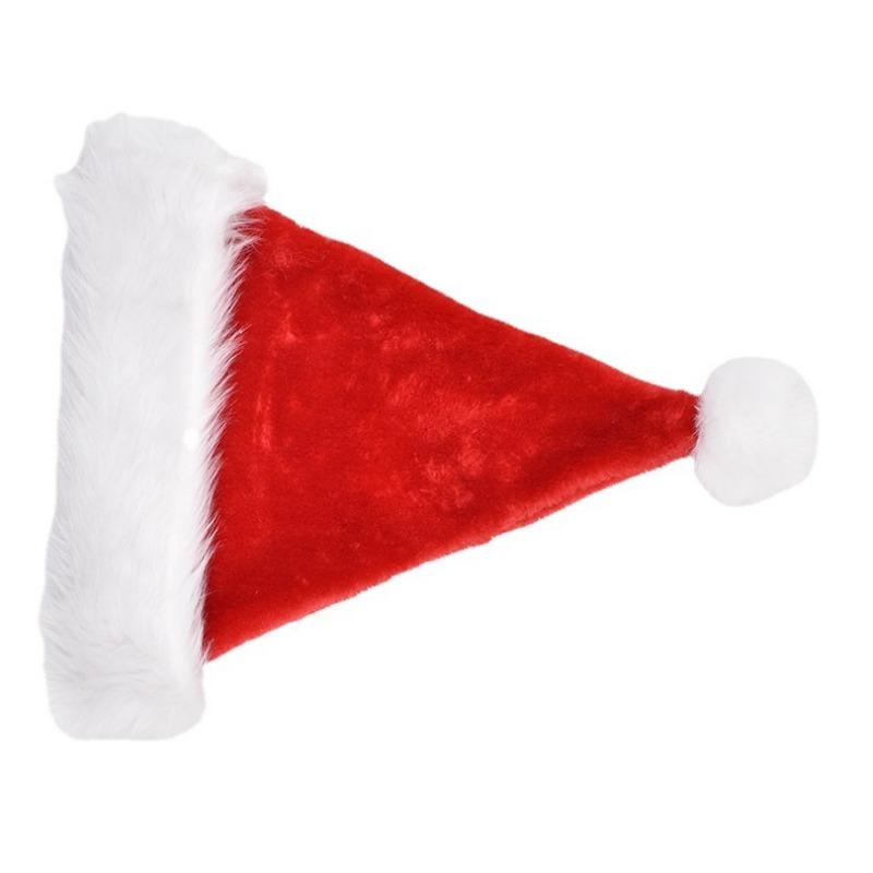 Flannel Hat Christmas Red Decoration Supplies Double Layer Hat for Adults and Children