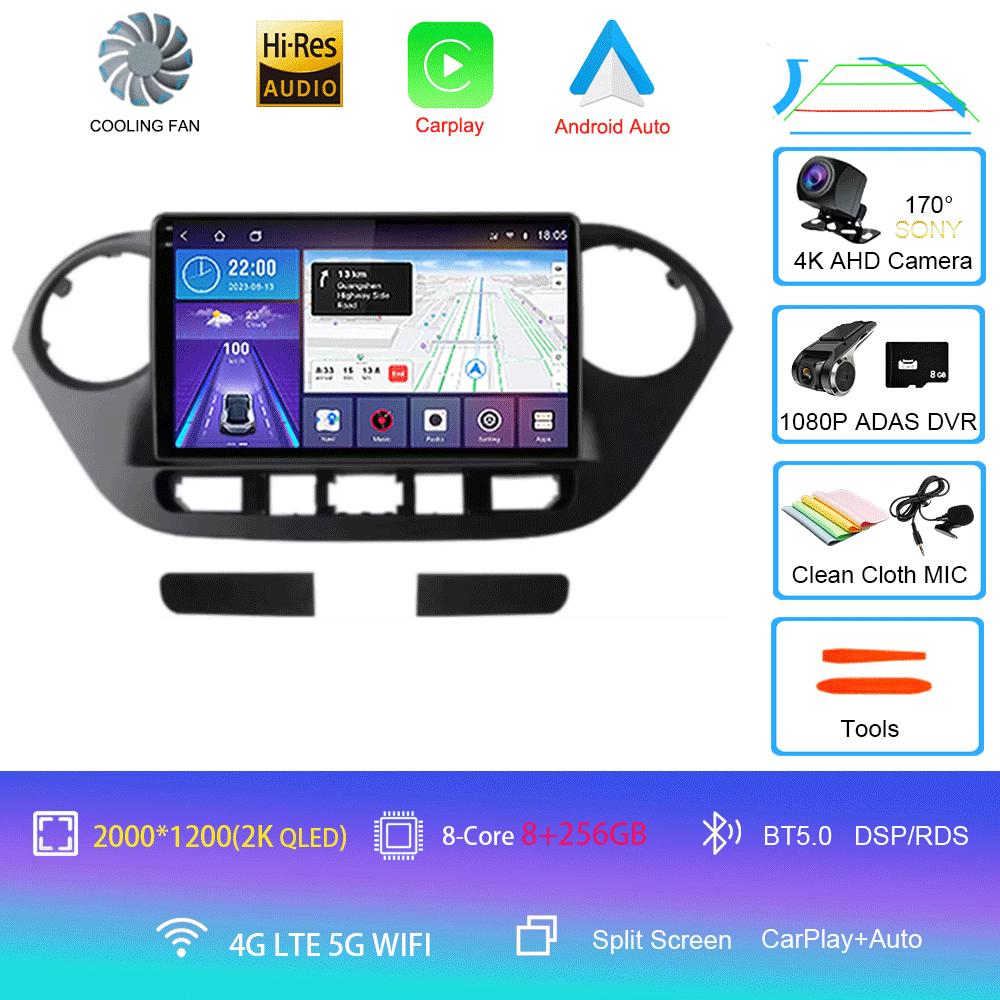 Car Radio Android 14 for Hyundai Grand I10 2013-2018 Multimedia Player 2Din GPS Navigation Carplay Stereo DVD Head Unit Speakers