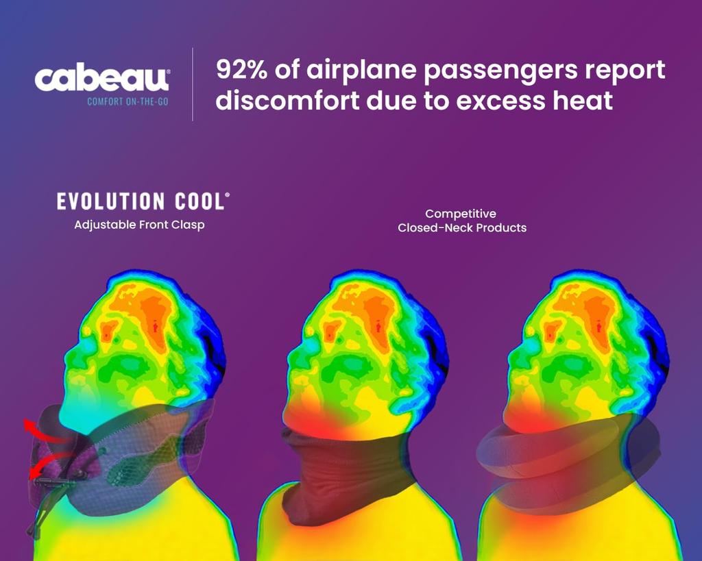 Cabeau Evolution Cool Travel The Best Air Circulating Head and Neck Memory Foam Cooling Travel Pillow Black Pillow- -