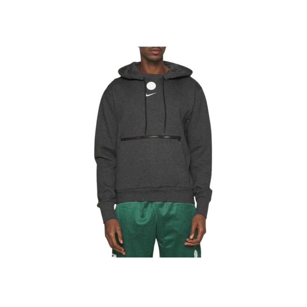 Nike Męska bluza z kapturem pulower z nadrukiem logo NBA Brooklyn Nets Courtside Czarna Szara DR9300-032