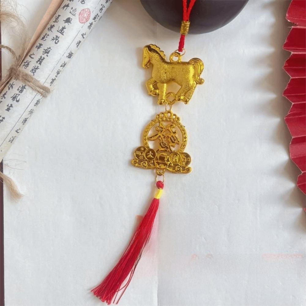 Year of Horse Chinese New Year Pendant Lucky Charm Zodiac Bonsai Hanging Decoration Wall Hanging Ornament Car Decor