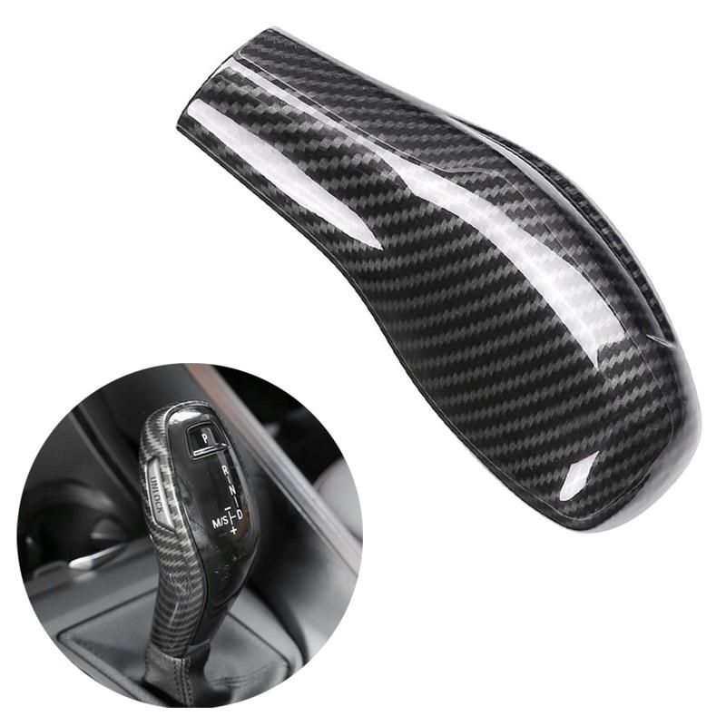For BMW X1 F48 X2 F47  1 Series  2 Series Gran Tourer 2018- Carbon Fiber Style Gear Shift Knob Cover Trim