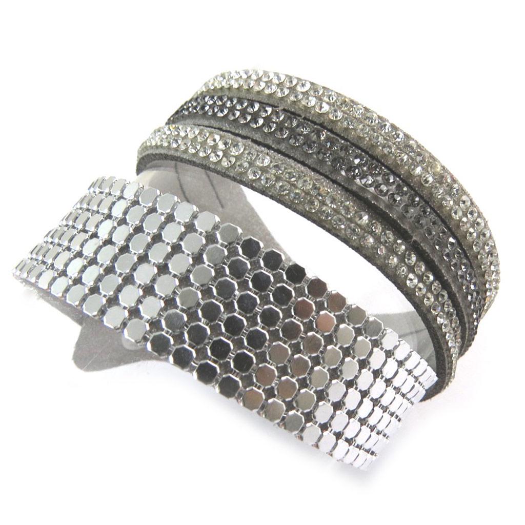 Les Trésors De Lily [N8855] - Bracelet Créateur 'Sissi' gris argenté (2 tours)