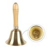 8CM Brass Hand Bell with Wooden Handle Dinner Service Bell Loud Ringing Bell for School Classroom, Service and Game