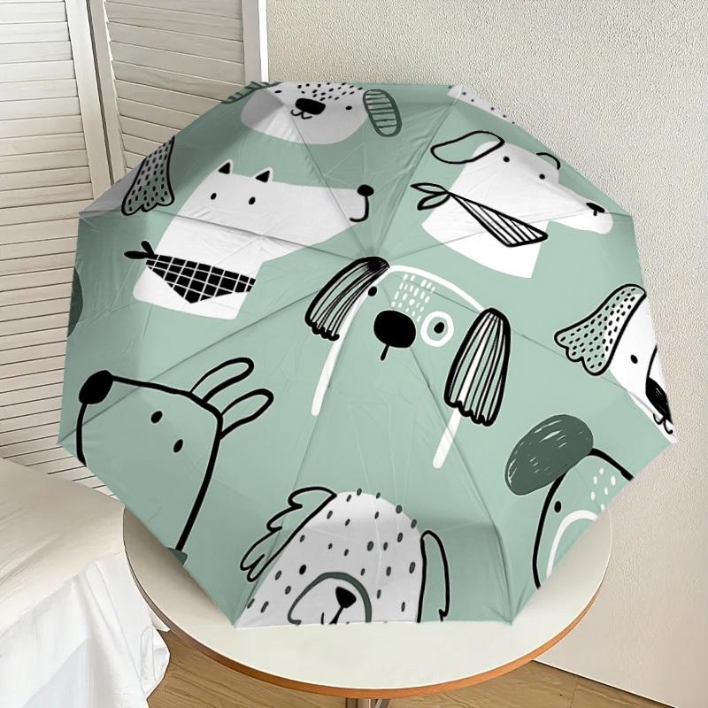 1PC Dog Pattern Umbrella-8-Rib Reinforced, Automatic Open, Lightweight & Durable, Cute Fashion Accessory for Outdoor-A1309