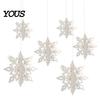 Reusable Paper Snowflakes for Ceilings 6Pcs Christmas Snowflake Hanging Decorations, 3D Iridescent Ornaments, Decorative Winter
