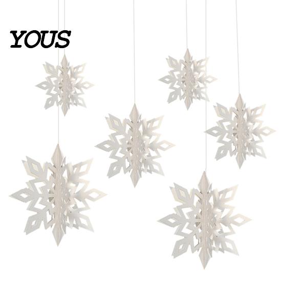 Reusable Paper Snowflakes for Ceilings 6Pcs Christmas Snowflake Hanging Decorations, 3D Iridescent Ornaments, Decorative Winter