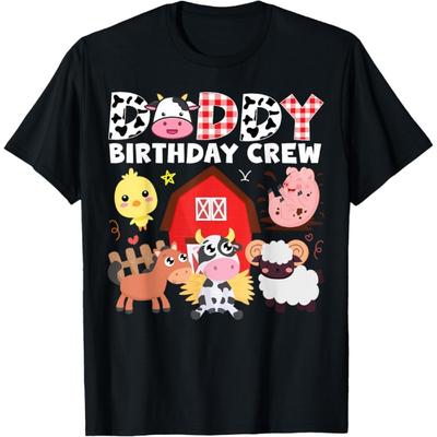 Cow Daddy Birthday Crew Farm Theme Animals Birthday Party T-Shirt