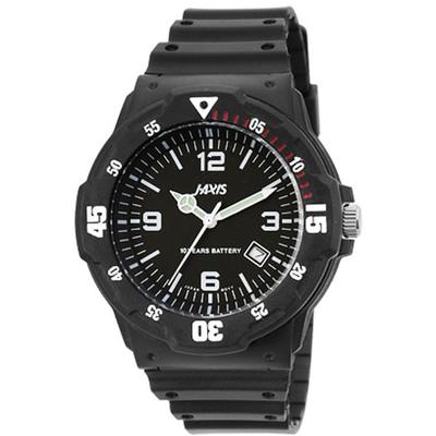 J-AXIS Unisex NHG03-BK (Sonnenflamme) Runde Uhr Schwarz Analog