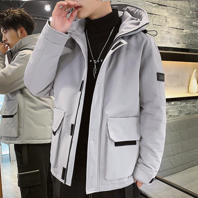 Hooded Down Jacket Men's Winter Thickening Warmth Windproof Coldproof Port Trend Plus Size Cargo Jacket Men