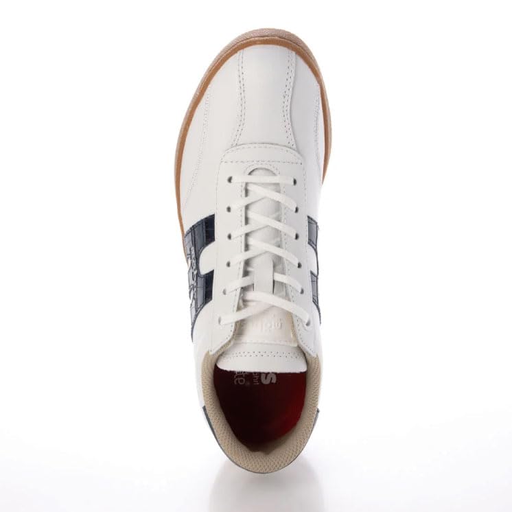 Mobus MUNSTER Sneakers for Men and Women, Genuine Leather, Sports, Casual, with Functional Insoles, Walking Shoes (WHITE/NAVY CROCO, Japanese Shoe Siz