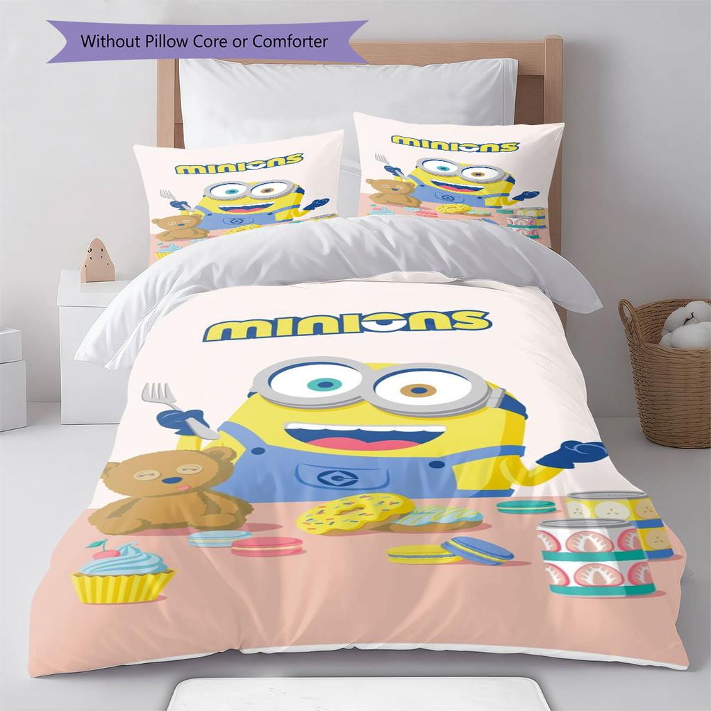 Minions Themed Printed Bedding 3PCS Cute Cartoon Suit For Children Boys Teens Bedroom Home Decoration
