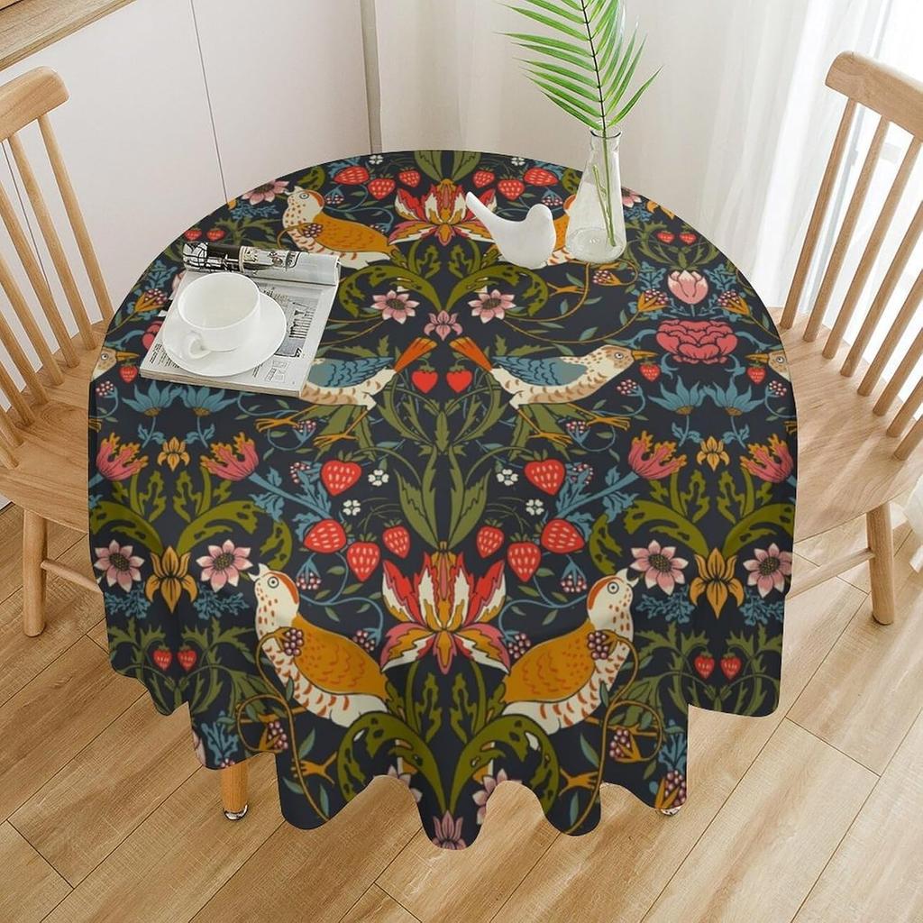 William Morris Bloemenprint Rond Tafelkleed Afwasbaar Polyester Stof Vintage Bloemen Wasbaar Tafelkleed Voor Feestdagen Keuken