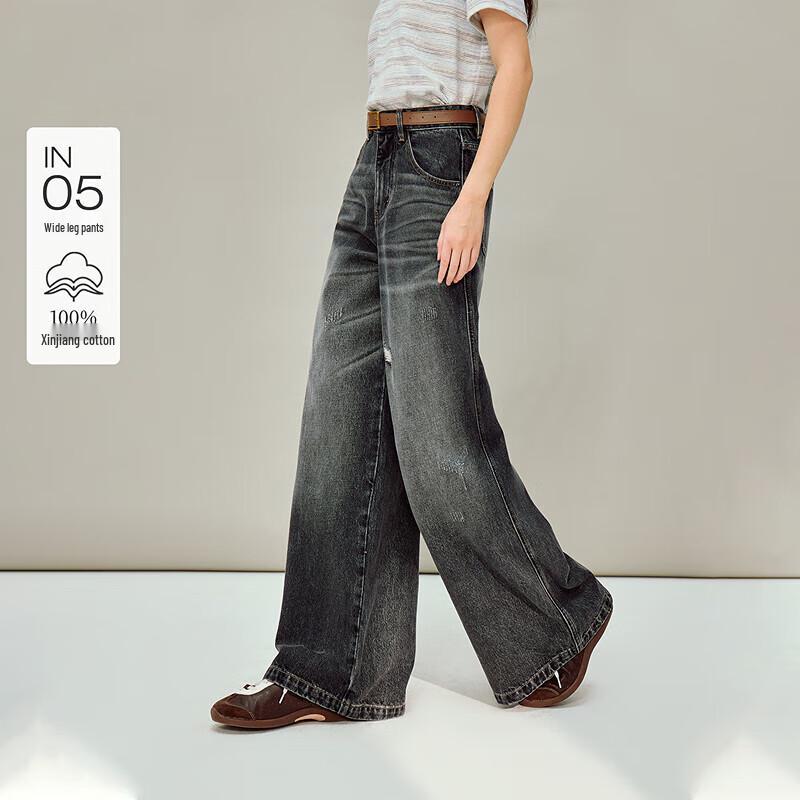 

INMAN Women s Retro Washed Wide-Leg Cotton Jeans 28